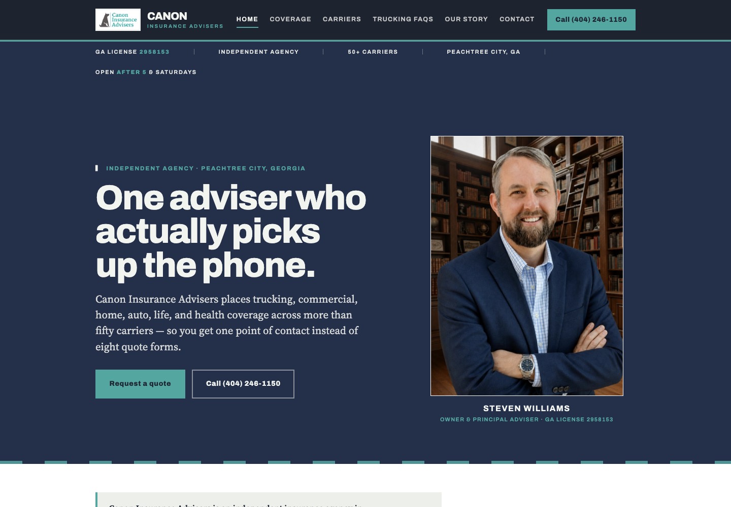 Canon Insurance Advisers website preview.
